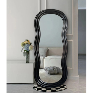 网红简约穿衣镜ins风 靠墙落地镜壁挂创意波浪异形试衣全身镜定制