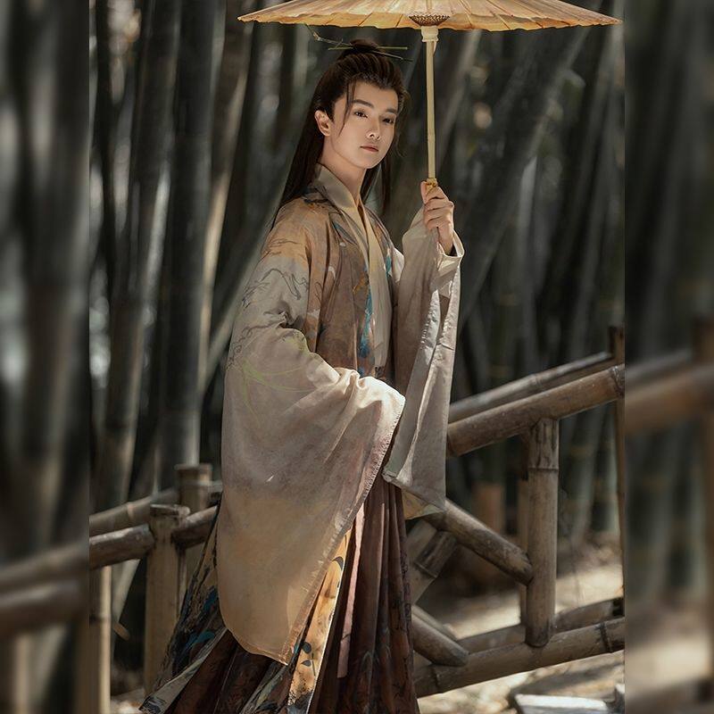 云舒记【秋风词】原创汉服春夏大袖印花交领上衣齐腰裙魏晋风套装
