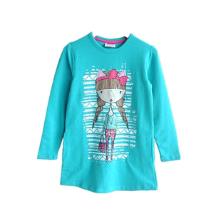 女童中长款抓绒卫衣修身纯棉休闲中大童亲子装春秋套头加绒衫冬