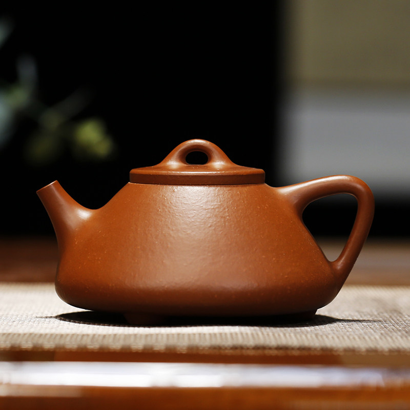 子冶石瓢原矿朱泥/底槽清高工严伟纯全手工制作正品宜兴紫砂壶