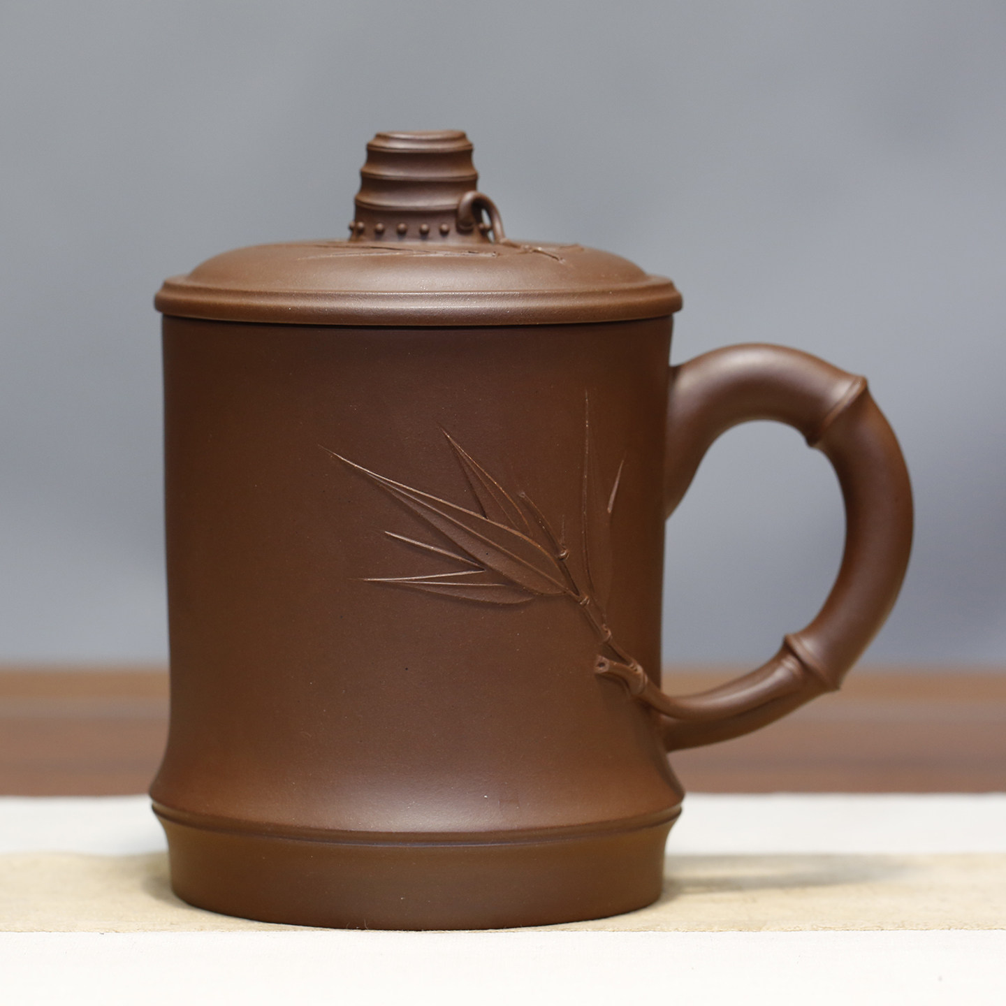 宜兴原矿紫泥特大容量竹节茶杯