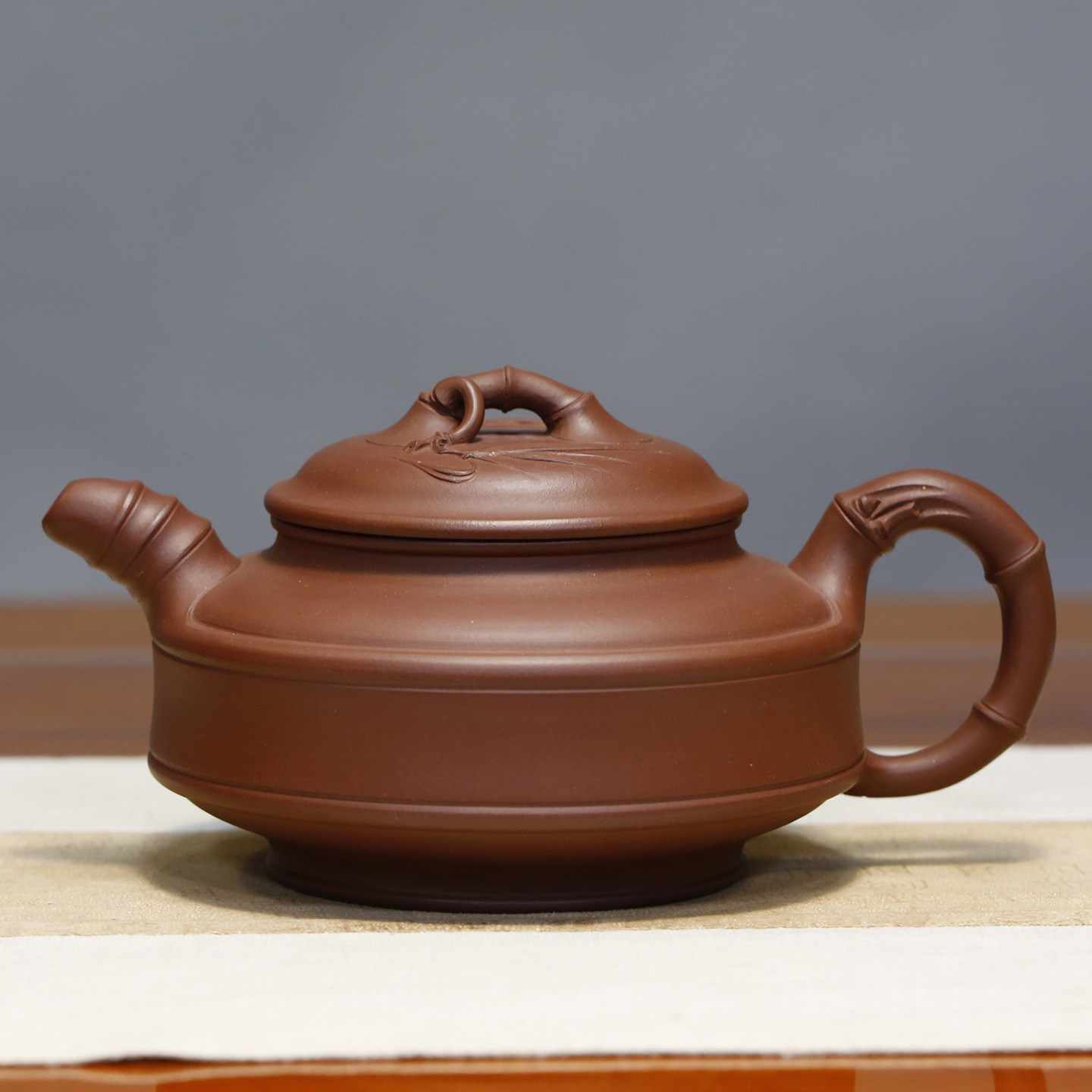双线竹鼓 原矿底槽清国工刘凤英全手工宜兴紫砂壶家用品茗430cc
