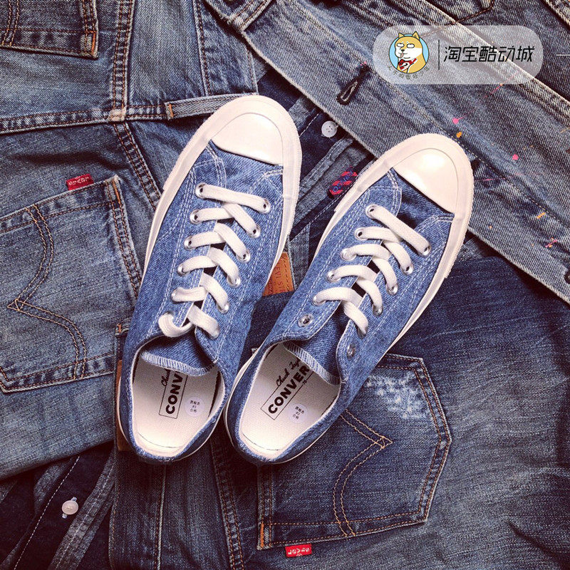 匡威Converse X Denim丹宁 1970S复古水洗蓝牛仔蓝帆布鞋 165649C