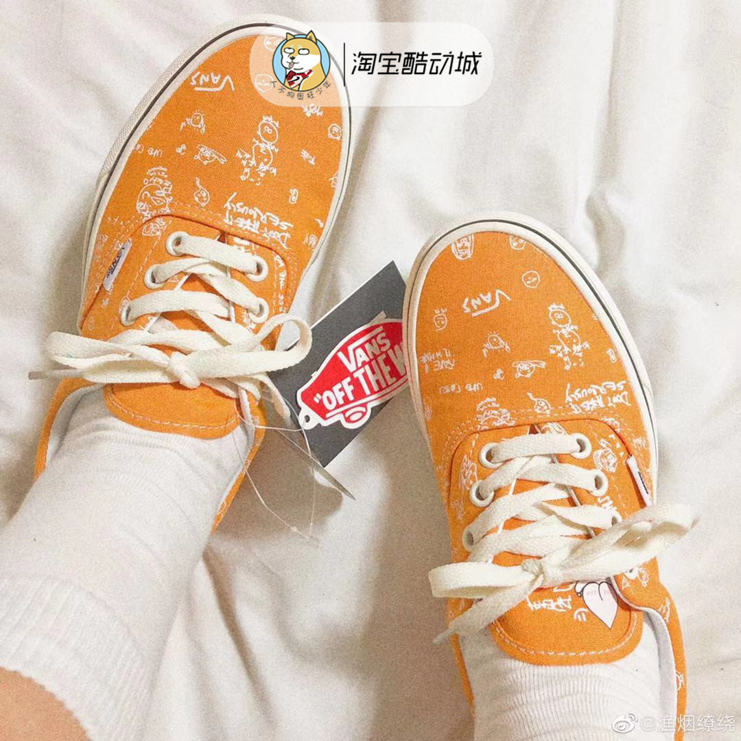 VANS X  KAKAO Friends Authentic韩国限定橘色AUT帆布鞋男女板鞋