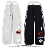 ARESO原创美式 复古字母印花可爱裤 子女秋冬宽松慵懒风oversize