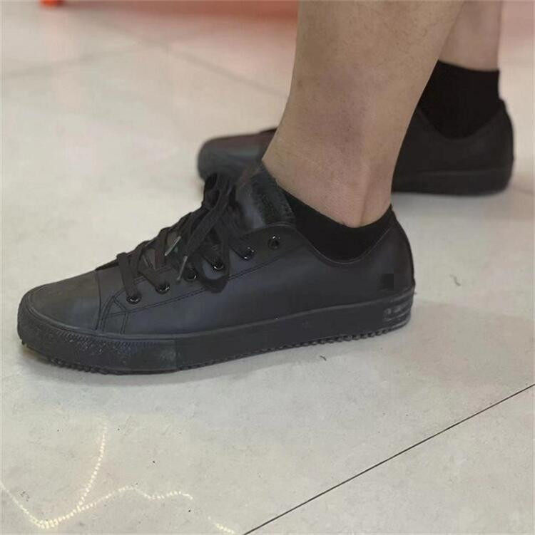 出口订单原单百搭情侣款小黑鞋男女鞋大底防滑防油绝缘休闲鞋