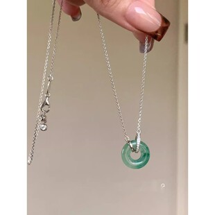 S925纯银新中式平安扣吊坠项链女气质百搭轻奢小众高级感锁骨颈链