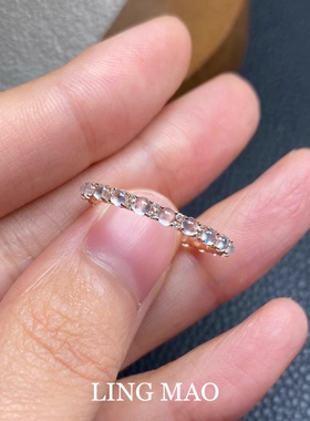 冰透蛋面仿排钻戒指小众设计轻奢