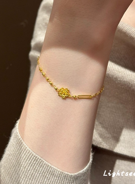 新中式古法金色花朵手链轻奢小众