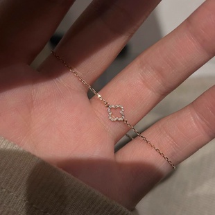 S925纯银极细四叶草手链复古简约精致时尚个性百搭小众高级感手饰