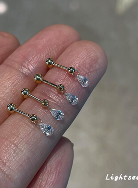 中古简约超闪清冷感mini水滴流苏仿锆石耳钉精致千金感耳饰不掉色