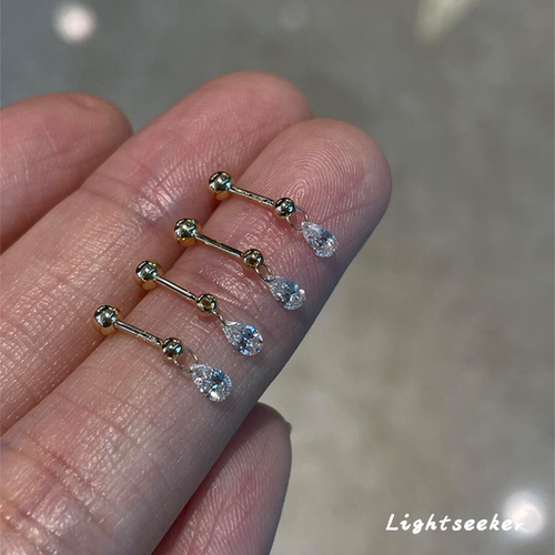清冷感mini水滴流苏仿锆石耳钉女