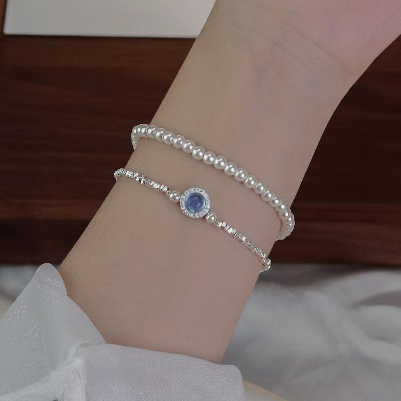 海蓝宝碎银几两珍珠手链女款轻奢