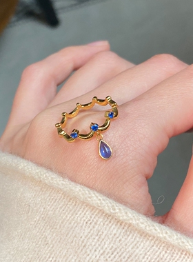 水滴闪钻皇冠戒指小众设计高级感