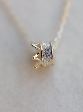 韩系冷淡风金色闪钻皇冠项链气质