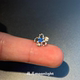 S925纯银韩系蓝色锆石mini花朵耳钉冷淡风不对称时尚 通勤百搭耳饰