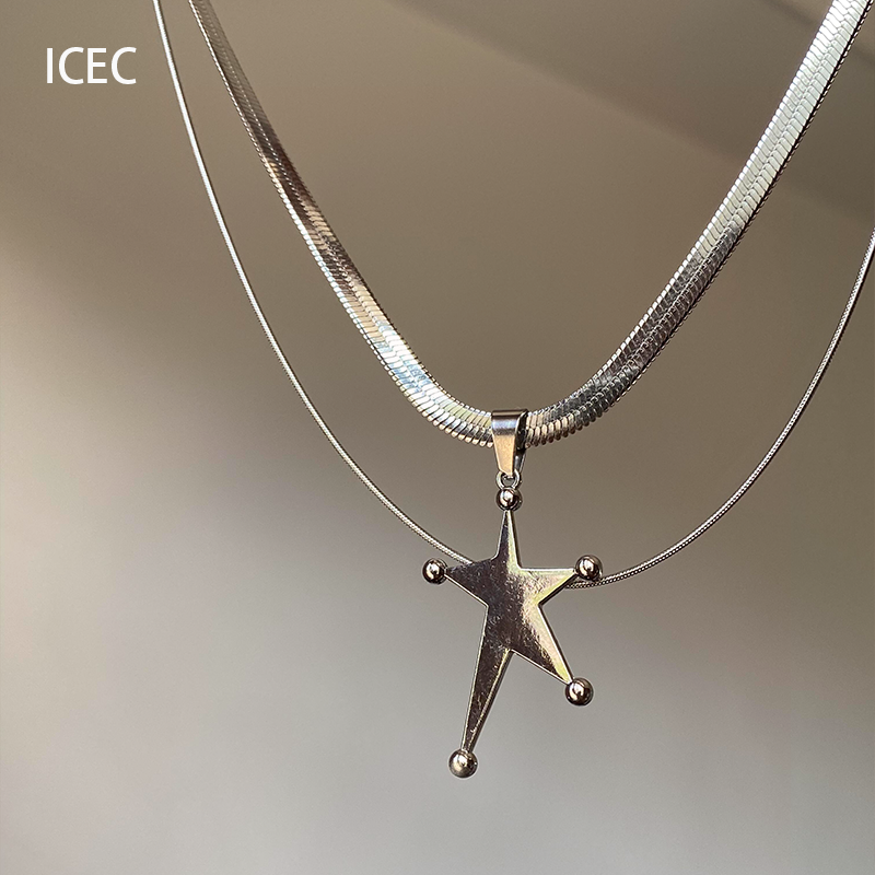 冷淡风不规则五角星吊坠项链简约高级感甜酷辣妹风双层叠戴锁骨链