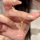 S925纯银爆闪碎冰冰圆圈项链女简约气质高级感锁骨链轻奢百搭颈链