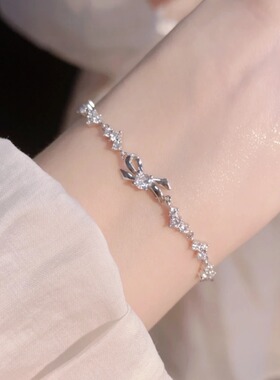 s925纯银蝴蝶结手链女生秋冬手饰