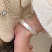 千金风银色拉丝排珠开口手镯轻奢小众手环高级感不掉色手饰清冷感