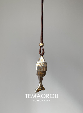 新中式国风银色鱼骨吊坠项链小众