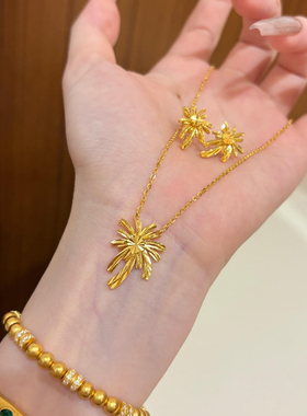 璀璨金色烟花项链高级感轻奢小众