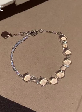 S925纯银清冷感透明圆珠手链女款