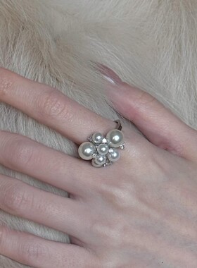 法式超闪仿珍珠戒指小众设计指环