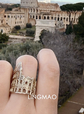 Vintage罗马斗兽场纪念日戒指女