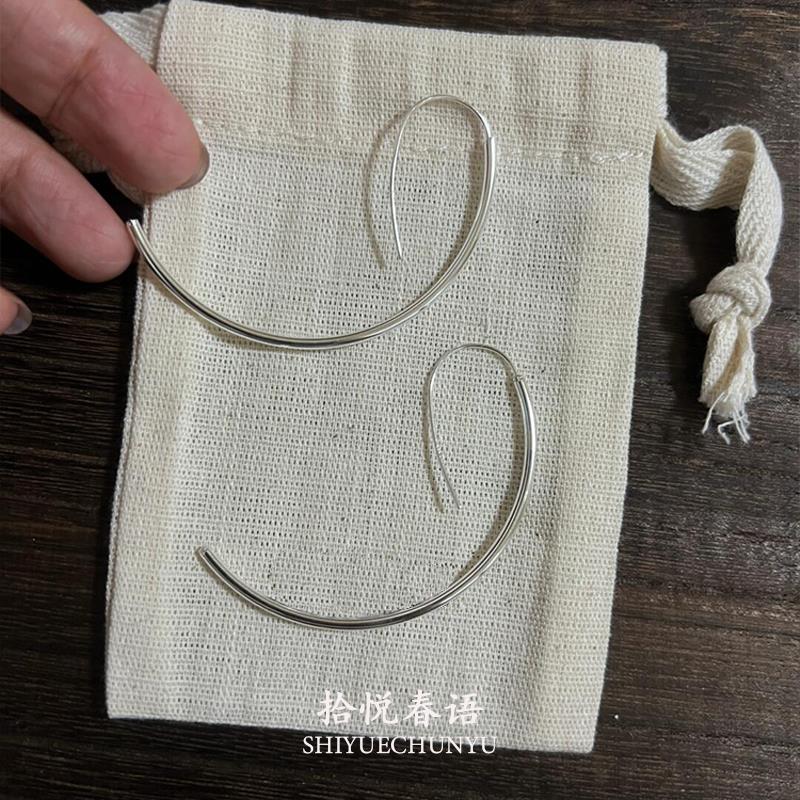 S925纯银弧形耳环冷淡风极简时尚