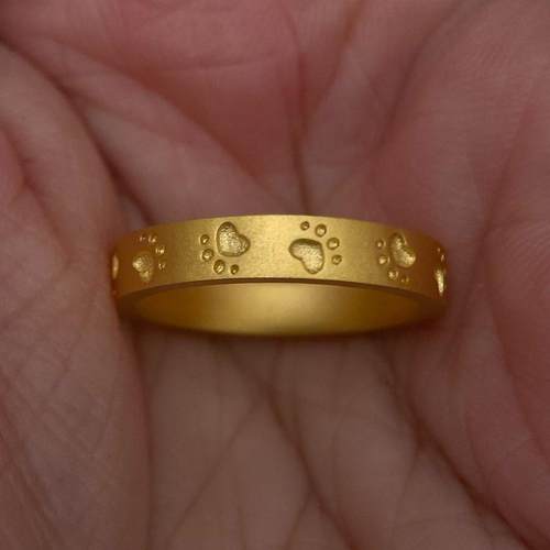 可爱猫咪爪印素圈戒指轻奢高级感