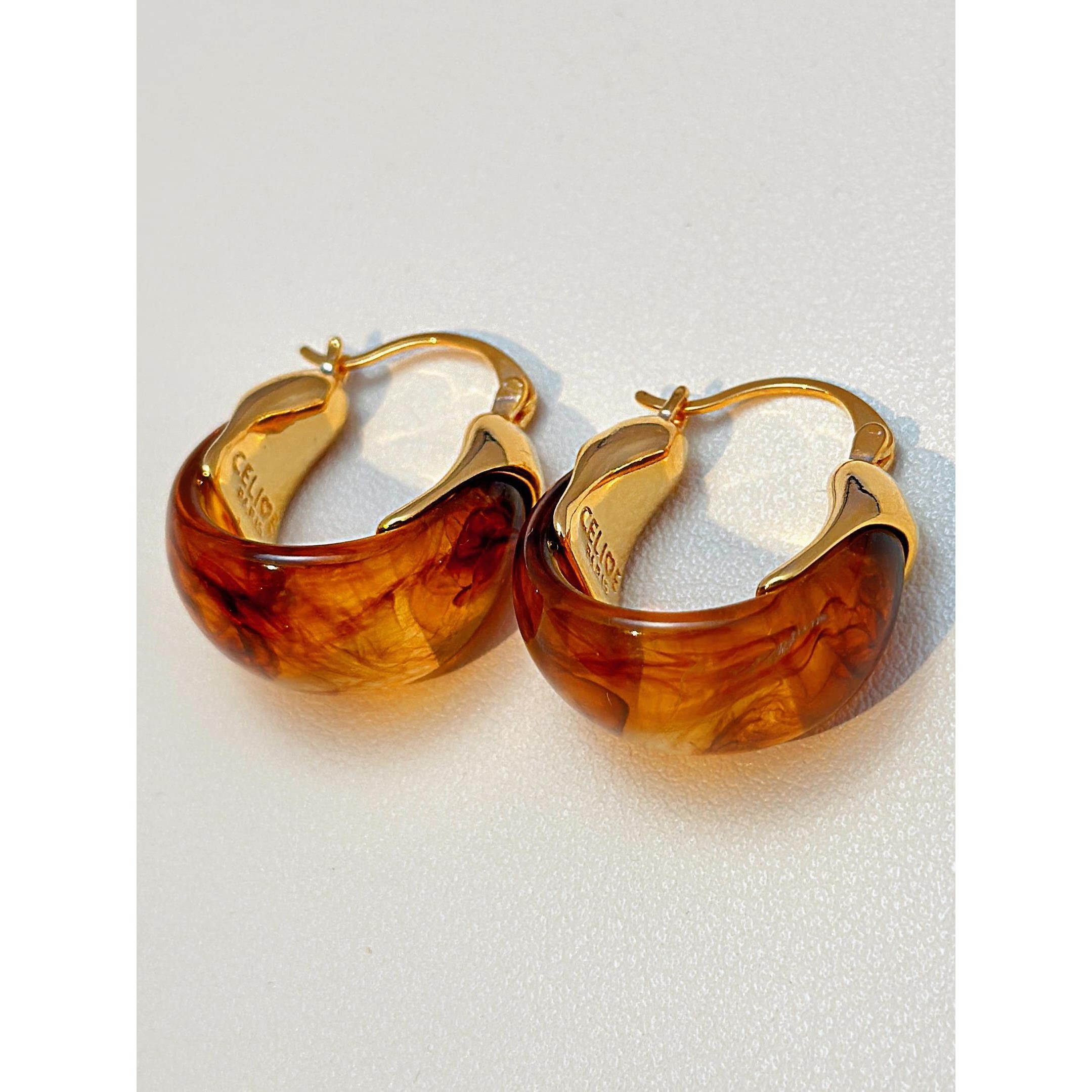 秋冬美拉德系琥珀耳环复古高级感