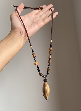 新中式焦糖色菩提项链复古高级感