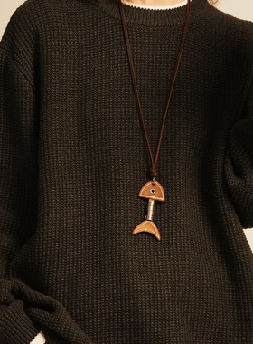 鱼骨吊坠项链小众复古大气高级感