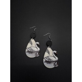 Vintage古着木质天鹅耳环女2025新款爆款独特耳钉轻奢高级感耳饰