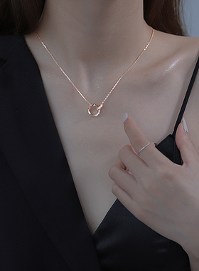 纯银环环相扣项链女夏轻奢小众