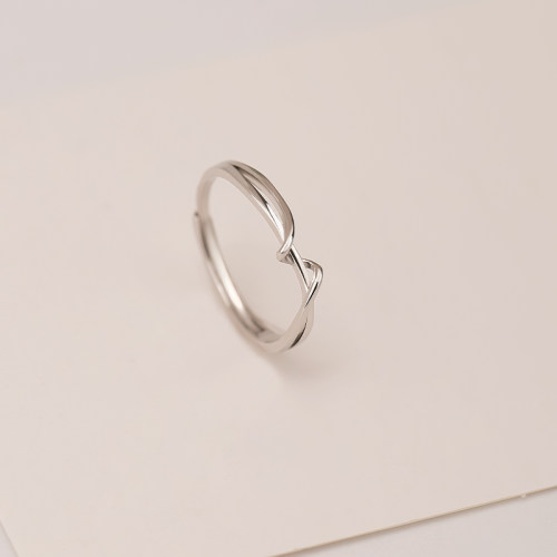 s925纯银简约百搭缠绕素圈戒指女