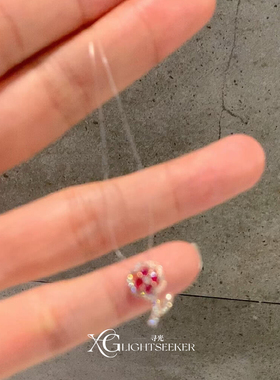 复古爆闪花朵仿锆石鱼线项链小众