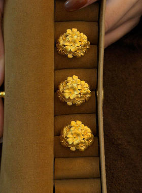 复古绣球花金色戒指轻奢小众高级