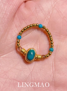 vintage复古仿绿松石戒指高级感