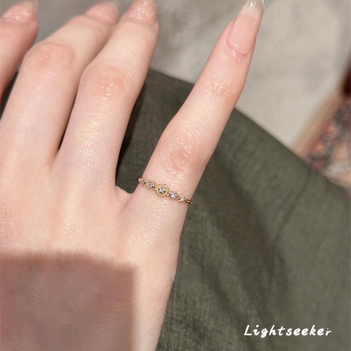 法式中古点钻花朵戒指女尾戒气质