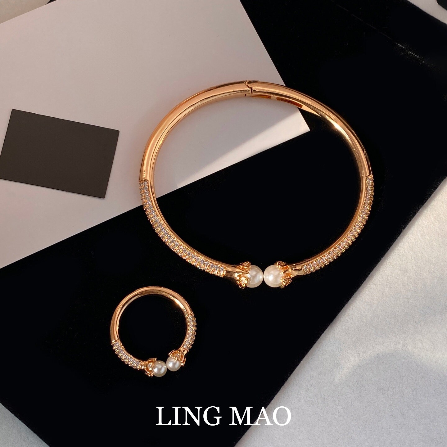 法式轻奢金色龙鳞双头仿珍珠手环