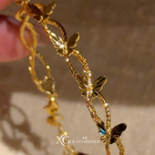 新中式 古法金色蝴蝶双层缠绕手镯轻奢高颜值手链贵气千金感手饰品