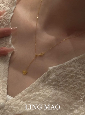 金色蝴蝶吊坠Y字项链高级感轻奢