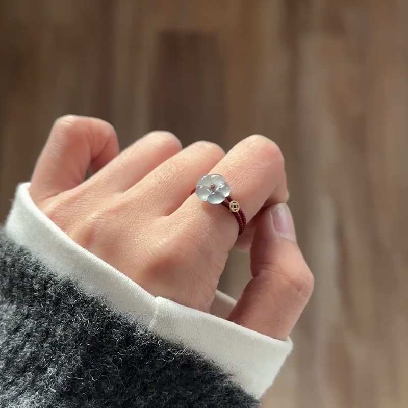 S925纯银新中式钱币编织红绳戒指