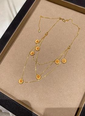 中古金色拉丝小雏菊项链复古高级