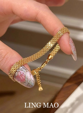 中古编织金色表带手链女轻奢小众