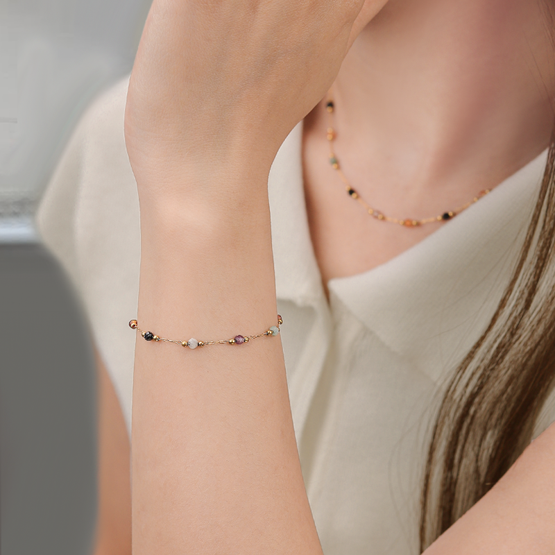 清冷感仿天然石拼接隔珠钛钢手链女款不掉色高级感轻奢小众手饰品