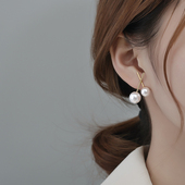 925纯银交叉珍珠耳钉女小众设计感法式 潮高级 复古耳环2022年新款