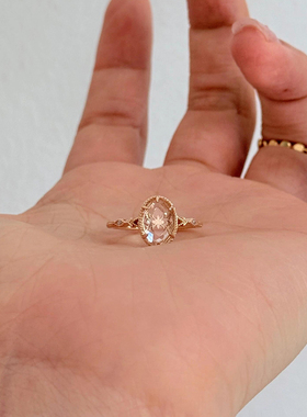 法式仿白水晶戒指精致小众高级感